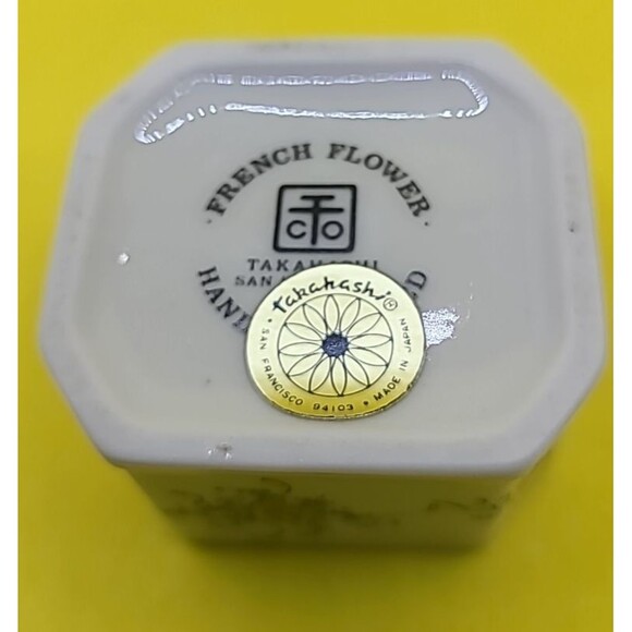 Vintage Takahashi San Francisco Porcelain Trinket Box yellow Floral   1 " - Picture 6 of 7